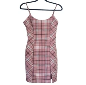 Forever 21 Pink Plaid Preppy Mini Dress Size S Summer Light Academia Party - Picture 1 of 7