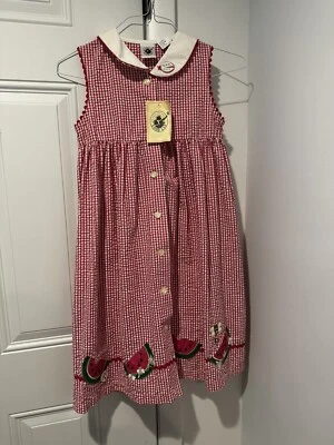 Vintage Girls Good Lad Of Philadelphia Pink Gingham Watermelon Dress NWT Sz 10 - Image 1 of 4