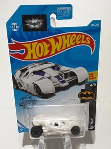 2018  Hot Wheels #153 BATMAN The Dark Knight Batmobile - 2nd Color (White) 4/5 - Picture 1 of 11