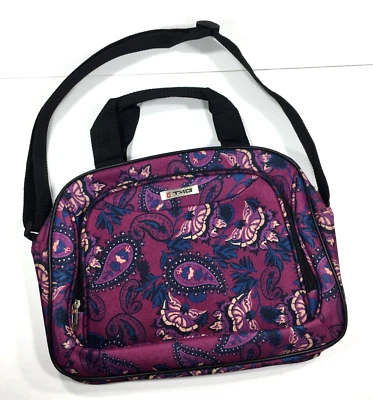 TAG LUGGAGE Laptop Travel Tote WOMENS Purple Paisley Zipper Bag Shoulder Strap - Image 1 of 4
