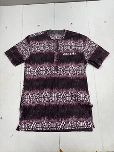 Shein Purple White Pink Striped Short Sleeve Scrub Top Womens Size Medium - Picture 1 of 4