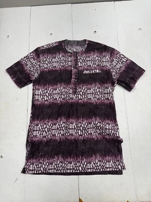 Shein Purple White Pink Striped Short Sleeve Scrub Top Womens Size Medium - Image 1 of 4