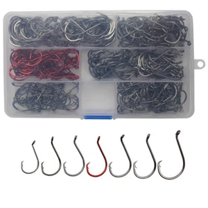 160pcs/Box Fish Offset Sport Circle Fishing Hook High-carbon Steel Bass Fishhook - Picture 1 of 6
