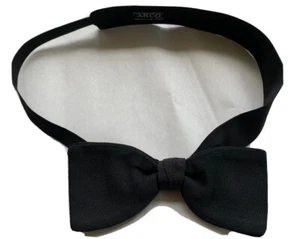 1950s Bow Tie Black Silk and Cotton Akco Adjustable  - Picture 1 of 4
