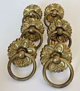 Vintage Messing großer Ring Zug Blumenmotiv 2 1/4" Ring 6 Stück - Bild 1 von 5