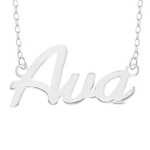 Ava Name Plate Necklace Pendent Sterling Silver female Personalized Custom Gift - Picture 1 of 4