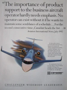 1992 PUB BOMBARDIER CANADAIR CHALLENGE BUSINESS AIRCRAFT FLUGZEUG ORIGINAL ANZEIGE - Bild 1 von 1