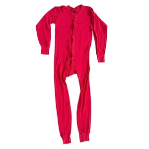 Indera Long John Union Suit Adult Small Red Trap Door Thermal Vintage - Picture 1 of 7