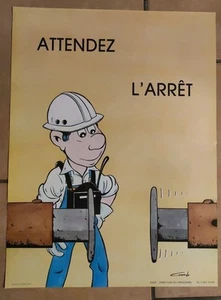 N2 SNCF security poster wait for the stop, illustrator collection: Gondo - Picture 1 of 2