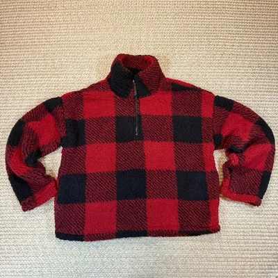 Пуловер Thread & Supply Buffalo Plaid Sherpa красный черный клетчатый размер женский S - Изображение 1 из 4