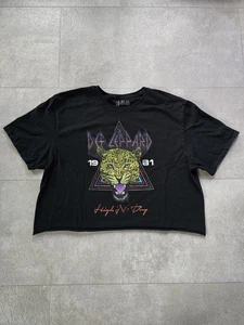 CAMISETA MUJER DEF LEPPARD HIGH N DRY 1981 CROP TOP GRÁFICO RETRO BANDA NEGRA XL - Imagen 1 de 7