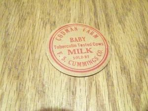 CODMAN FARM F.S. CUMMINGS CO. MILK BOTTLE CAP - Picture 1 of 1