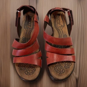 Geboren rot Leder Bohemian verstellbare Riemen Komfort Sandalen Damen Gr. 11/43 M/W - Bild 1 von 15