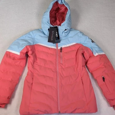 Jaqueta Spyder Brisk Feminina Pequena Rosa Azul $299 MSRP Sintética para Esqui Neve - Imagem 1 de 4