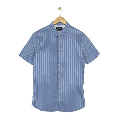 Paul Smith Striped Shirt Mens Size M Blue Cotton Linen Slim Fit Short Sleeve - image 1 of 4