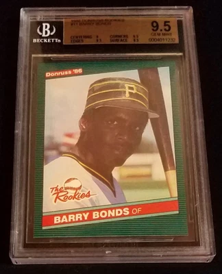 1986 Donruss Rookies #11 Barry Bonds Rookie Pittsburgh Pirates BGS 9.5 GEM MINT - Image 1 of 3