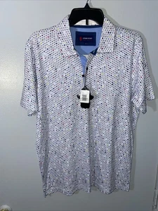 Luchiano Visconti Sports Polo Shirt Mens L Blue 100% Cotton Short Sleeve - Picture 1 of 13