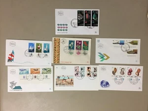 Seven Israel multiple stamps fdc:SHELL,FLOWERS,MINERALS,SAILING BOATS,BIRDS - Picture 1 of 1