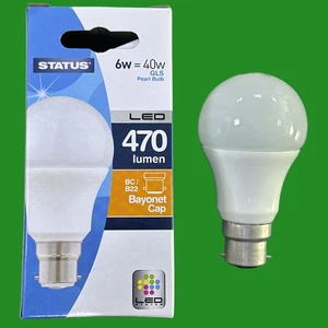 5X Bombillas LED GLS Perla De 6W (=40W) BC B22, 2700K Blanco Cálido 470Lm - Imagen 1 de 3