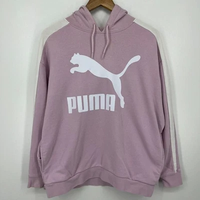 Puma Hoodie Women's Size M Pink Pullover Drawstring Logo Boxy Oversized - Image 1 of 4