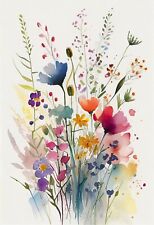 Watercolour Flowers Botanical Wall Art Print Poster Home Decor A4