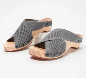 Jax & Bard Libby Hill Damen-Strick- & Holz-Clog-Sandalen ─ granitgrau Größe 6,5 - Bild 1 von 5