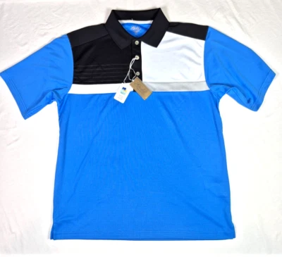 TRI-MOUNTAIN ® DORADO - Azul Negro Blanco - 100% Poliéster - L Grande - Polo - Nuevo Foto 1 de 4