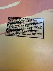 Honda Warning Decal ATC ATV 110 125 185 200 Big Red 3 Languages Remember Nature - Bild 1 von 2
