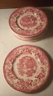Tonquin Red Pink Royal Staffordshire  By Clarice Cliff 9 Bread & Butter Plates