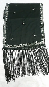 Women Long Embroidered Polyester Floral Scarf Shawl Wrap Scarves with tassels - Picture 1 of 3