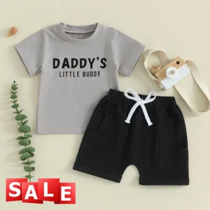 Toddler Baby Boys Girls Outfits Short Sleeve T Shirt Tops +Shorts Clothes Set - Picture 1 of 7