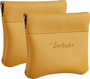 Travelambo Leather Squeeze Coin Purse Pouch Change Holder For Men & Women 2 pcs - Picture 1 of 5