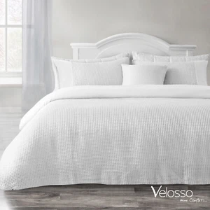 Waffle Duvet Cover Pillowcase Bedding Set Luxury Soft Weave Jacquard Easy Care - Picture 1 of 19