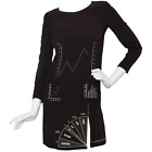 Moschino Cheap & Chic Diagram Sukienka Czarna Shift Długi rękaw Patch Kieszenie RZADKA