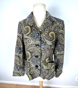 Giacca stile arazzo Harve Bernard verde paisley, taglia 10 - Foto 1 di 4