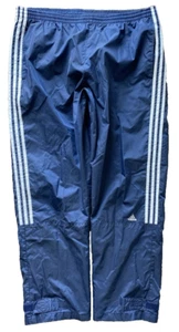 Vintage Y2K Adidas Baggy Windbreaker Track Pants XXL 2XL Blue White Stripes Mens - Picture 1 of 10