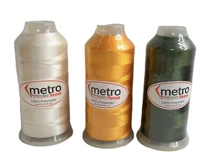 Lote de 3 cono de hilo de poliéster bordado Metro colores verde naranja y blanco crema - Imagen 1 de 7