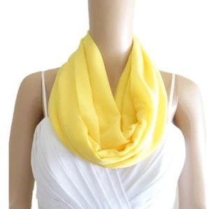 Yellow Infinity Scarf. Yellow Circle Scarf. Soft Scarf. Chiffon Loop Scarf. - Picture 1 of 3