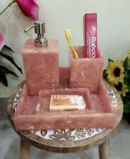 Stylish Baby Pink Bathroom Set for Luxury Bathrooms/Soap Dispenser/Tooth Brush
