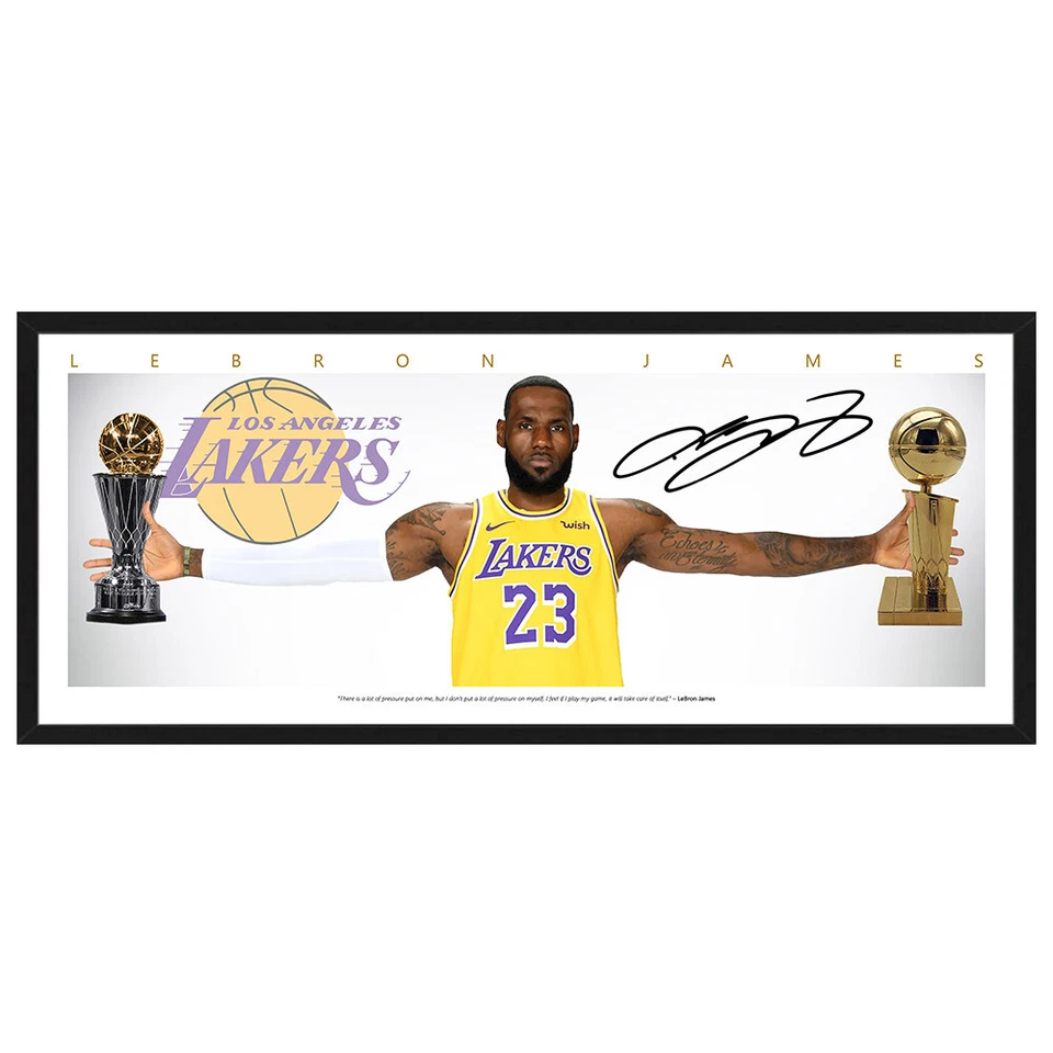 LEBRON JAMES NBA LAKERS WINGS SIGNED POSTER FRAMED-BASKETBALL MEMORABILIA KOBE - image 1 of 1