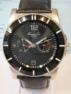 KENNETH COLE MULTIFUNCIÓN CUARZO NEGRO DIALKC1405 HOMBRE COMPLETO FUNCIONANDO VINTAGE Foto 1 de 4