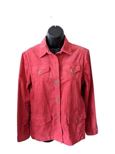Lands' End Damen Größe 8 Orange Cord Blazer Jacke Taschen Knopfleiste - Bild 1 von 5