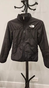 The North Face Jacket Girl's Sz 10 Black Mossbud Swirl Reversible Logo - Picture 1 of 14