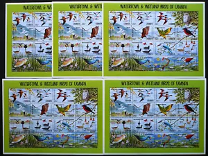 5 x Uganda 1995 Michel 1461-76 KB ** MNH uccelli uccelli waterfowl uccelli delle zone umide - Foto 1 di 2