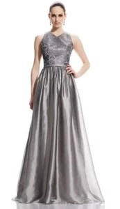Theia V-Neck A Line Metallic Dress Sz 12 - Picture 1 of 7