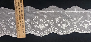 Vintage/Antique, White, English Embroidery Net Lace, Cotton Lace, 4½ Yards - Picture 1 of 1