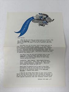Vintage Disney Weekly Reader Children's Book Club Letter Advertising Offer Dumbo