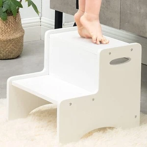 Wooden Toddler Step Stool With Dual Height Design For Bathroom And Kitchen - Picture 1 of 7