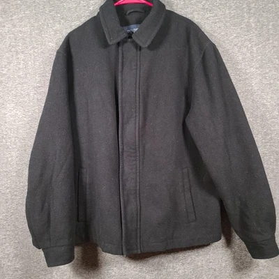 Roundtree & Yorke Wool Jacket Large Coat Zip Closure Charcoal Spread Collar Gray - Image 1 of 4