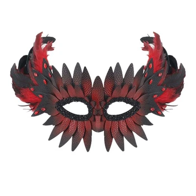 Women's Feathered Owl Leather Half-Face Mask Halloween Carnival Masquerade Mask - Image 1 of 2
